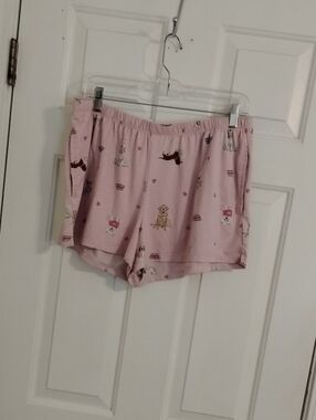 Soft Pink Dog-Print Lounge Shorts